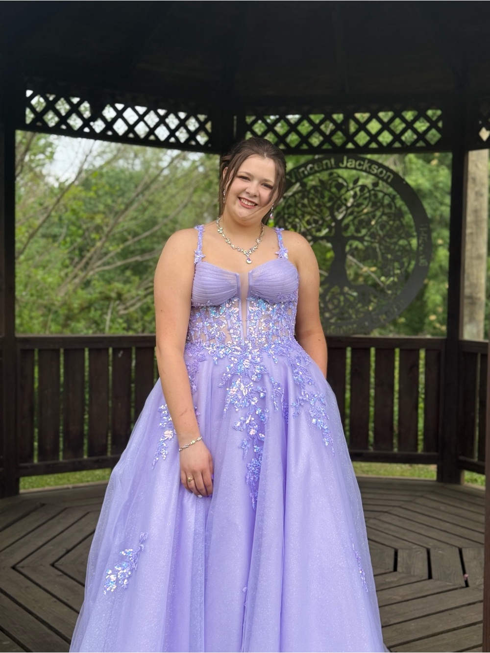 ellie wilde Lavender Lace & Sequin Ball Gown